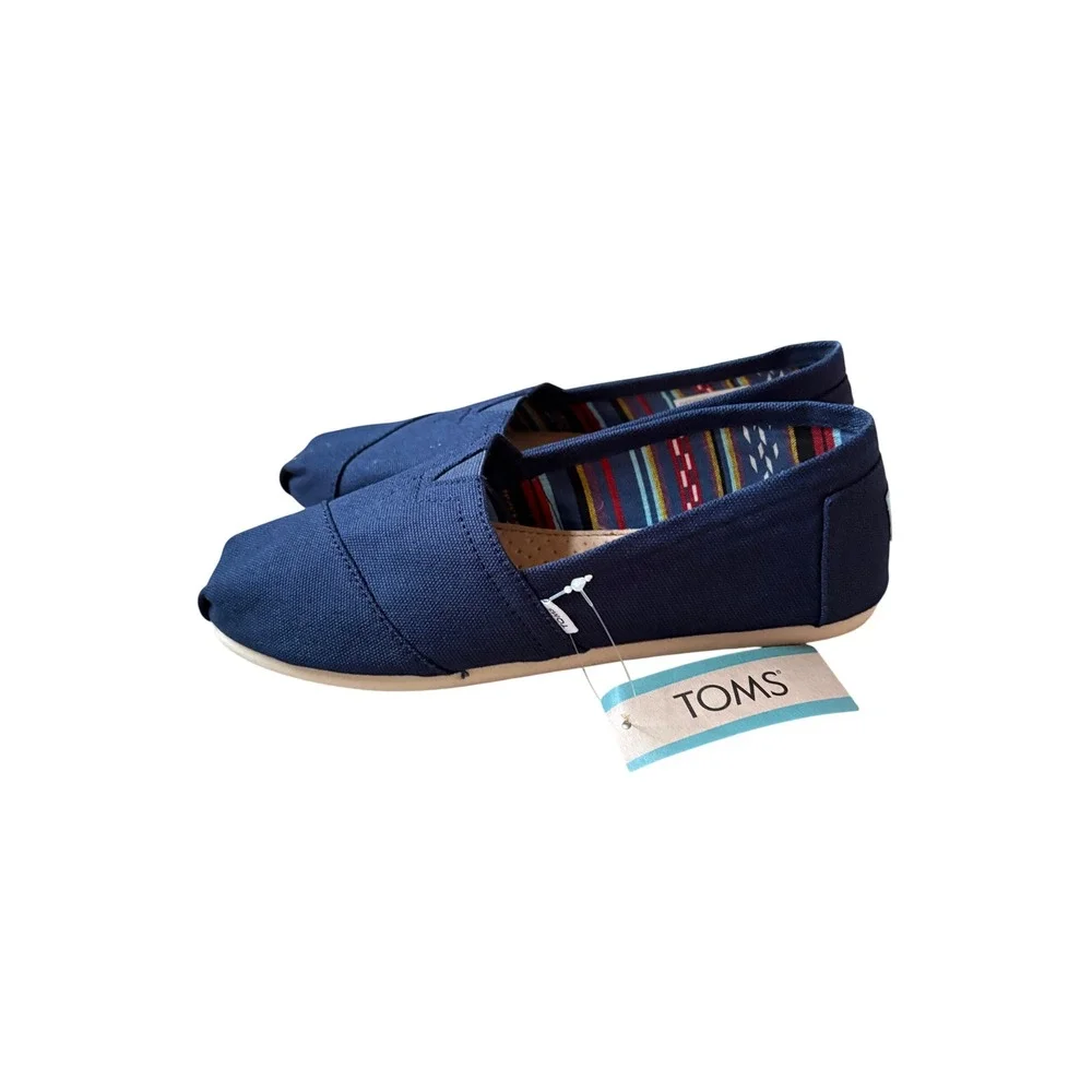 TOMS Women Navy Canvas Alpargata Slip On Flat Shoes 10000873 Size 7 NEW